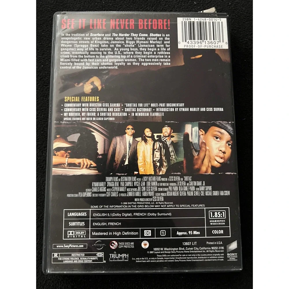 Shottas Special Directors Edition 2-Disc DVD Jamaican Gangster Thriller Sony